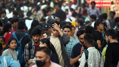 New Delhi, India - April 2, 2023: Crowded Sarojni Nagar market, in New Delhi, on Sunday, April 2, 2023. India saw a sharp jump in the number of active Covid-19 cases as it logged 3,824 cases in the past 24 hours as per the data shared by Health Ministry. (Photo by Sanjeev Verma/ Hindustan Times) (Hindustan Times) New Delhi, India - April 2, 2023: Crowded Sarojni Nagar market, in New Delhi, on Sunday, April 2, 2023. India saw a sharp jump in the number of active Covid-19 cases as it logged 3,824 cases in the past 24 hours as per the data shared by Health Ministry. (Photo by Sanjeev Verma/ Hindustan Times) (Hindustan Times)