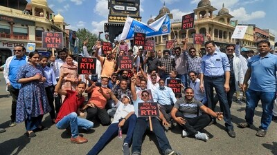 Doctors stage a protest against the Rajasthan Right to Health Act, at Panch Batti in Jaipur. (PTI) Doctors stage a protest against the Rajasthan Right to Health Act, at Panch Batti in Jaipur. (PTI)