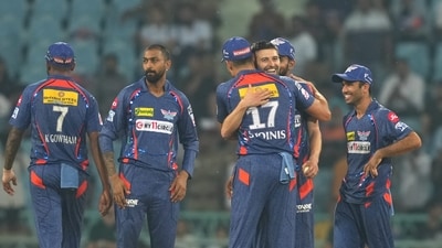 Mark Wood reacts after taking 5 wickets during the IPL match between Lucknow Super Giants and Delhi Capitals (PTI) Mark Wood reacts after taking 5 wickets during the IPL match between Lucknow Super Giants and Delhi Capitals (PTI)