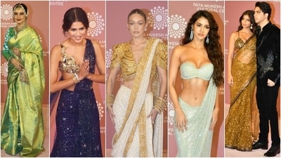 NMACC Gala: Rekha, Zendaya, Gigi Hadid, Disha Patani to Suhana Khan, stars who wore sarees. (HT Photo/Varinder Chawla) NMACC Gala: Rekha, Zendaya, Gigi Hadid, Disha Patani to Suhana Khan, stars who wore sarees. (HT Photo/Varinder Chawla)