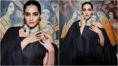 Sonam Kapoor attended the Nita Mukesh Ambani Cultural Centre (NMACC) Day 2 Gala in Mumbai. The star-studded event featured a fashion exhibit showcasing India's influence in global fashion and performances by Bollywood celebrities. Sonam attended the event in a beauteous multi-coloured lehenga by Abu Jani Sandeep Khosla. She later changed into a chic black custom ensemble from Ashi Studio. Her ensemble is a must-have look for every bride-to-be. Keep scrolling to see how Sonam styled it. (Instagram) Sonam Kapoor attended the Nita Mukesh Ambani Cultural Centre (NMACC) Day 2 Gala in Mumbai. The star-studded event featured a fashion exhibit showcasing India's influence in global fashion and performances by Bollywood celebrities. Sonam attended the event in a beauteous multi-coloured lehenga by Abu Jani Sandeep Khosla. She later changed into a chic black custom ensemble from Ashi Studio. Her ensemble is a must-have look for every bride-to-be. Keep scrolling to see how Sonam styled it. (Instagram)