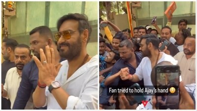 Ajay Devgn stepped out of his house for a while to meet the paparazzi and fans. Ajay Devgn stepped out of his house for a while to meet the paparazzi and fans.