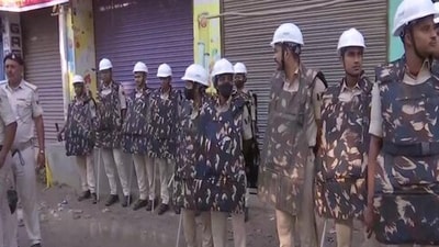 The police team, Special Task Force (STF), and Para Military forces conducted a flag march in Sasaram on Saturday. (ANI/representative) The police team, Special Task Force (STF), and Para Military forces conducted a flag march in Sasaram on Saturday. (ANI/representative)