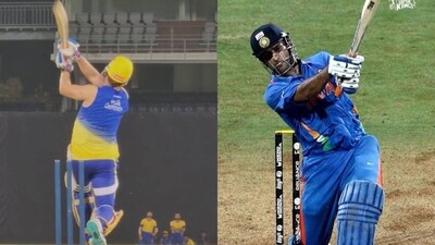 MS Dhoni recreates iconic 2011 World Cup six MS Dhoni recreates iconic 2011 World Cup six