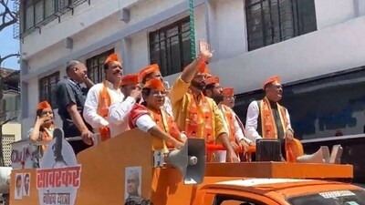 Maharashtra chief minister Eknath Shinde on Sunday took part in the BJP-Shiv Sena's ‘Savakar Gaurav Yatra’ (ANI)