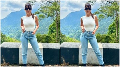 In tinted shades and a clean ponytail, Nora posed for the pictures and gave us all kinds of goals. (Instagram/@norafatehi) In tinted shades and a clean ponytail, Nora posed for the pictures and gave us all kinds of goals. (Instagram/@norafatehi)