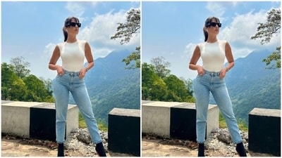 Nora picked the classic white and denim combo for the pictures. “New beginnings,” she captioned her pictures. (Instagram/@norafatehi) Nora picked the classic white and denim combo for the pictures. “New beginnings,” she captioned her pictures. (Instagram/@norafatehi)