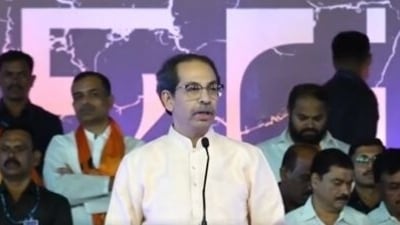 Uddhav Thackeray addressing a rally on Sunday at Aurangabad.