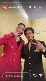 AP Dhillon with Shah Rukh Khan at the event. AP Dhillon with Shah Rukh Khan at the event.