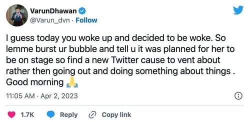 Varun Dhawan's tweet. Varun Dhawan's tweet.