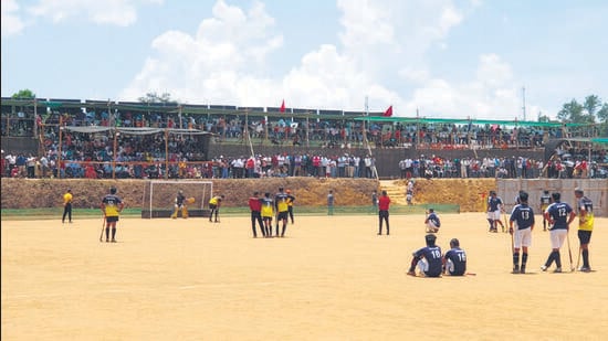 A hockey tournament started in Karnataka’s Kodagu district just ahead of the assembly polls. (HTPhoto)