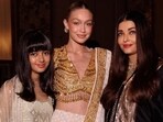 Gigi Hadid with Aishwarya Rai, Aaradhya Bachchan, and Shah Rukh Khan. Gigi Hadid with Aishwarya Rai, Aaradhya Bachchan, and Shah Rukh Khan.