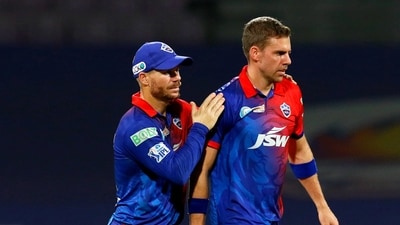 File photo of David Warner and Anrich Nortje (Delhi Capitals/Twitter) File photo of David Warner and Anrich Nortje (Delhi Capitals/Twitter)