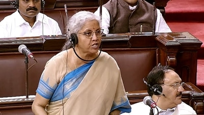 Finance Minister Nirmala Sitharaman moved the Competition (Amendment) Bill, 2023 for consideration on Monday. (ANI Photo/Sansad TV) (ANI)