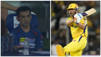 Gambhir's shell-shocked reaction has sparked a hilarious meme fest on Twitter (Jio Cinema-AP) Gambhir's shell-shocked reaction has sparked a hilarious meme fest on Twitter (Jio Cinema-AP)