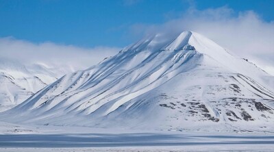 A view of mountains near Longyearbyen, located on Spitsbergen island, in Svalbard Archipelago, northern Norway. (AFP)