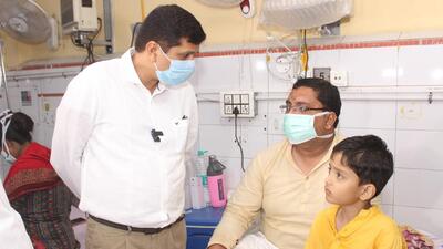 Health minister Saurabh Bhardwaj at LNJP hospital in New Delhi on Monday. (HT Photo) Health minister Saurabh Bhardwaj at LNJP hospital in New Delhi on Monday. (HT Photo)