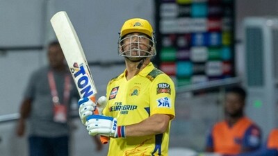 MS Dhoni of Chennai Super Kings arrives to bat during the Indian Premier League cricket match between the Chennai Super Kings and the Lucknow Super Giants in Chennai (AP) MS Dhoni of Chennai Super Kings arrives to bat during the Indian Premier League cricket match between the Chennai Super Kings and the Lucknow Super Giants in Chennai (AP)
