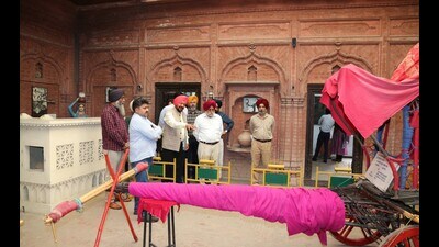 PAU V-C Satbir Singh Gosal taking a round of the exhibits on display at the museum. (HT Photo) PAU V-C Satbir Singh Gosal taking a round of the exhibits on display at the museum. (HT Photo)
