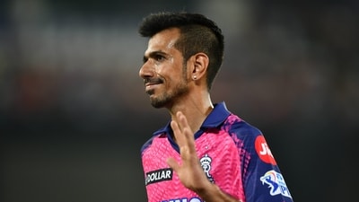Rajasthan Royals player Yuzvendra Chahal gestures to fans during IPL 2023. (PTI) Rajasthan Royals player Yuzvendra Chahal gestures to fans during IPL 2023. (PTI)