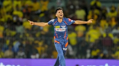 Ravi Bishnoi and Mark Wood both took three wickets as CSK scored 217/7 (PTI) Ravi Bishnoi and Mark Wood both took three wickets as CSK scored 217/7 (PTI)
