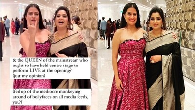 Sona Mohapatra with Shreya Ghoshal at the NMACC event. Sona Mohapatra with Shreya Ghoshal at the NMACC event.