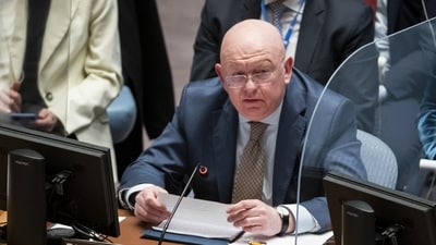Vassily Nebenzia, permanent representative of Russia to the United Nations, speaks during a meeting of the UN Security Council, (AP) Vassily Nebenzia, permanent representative of Russia to the United Nations, speaks during a meeting of the UN Security Council, (AP)