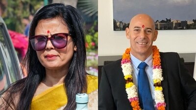Israel's former ambassador to India, Ron Malka, and TMC MP Mahua Moitra (File/Twitter) Israel's former ambassador to India, Ron Malka, and TMC MP Mahua Moitra (File/Twitter)