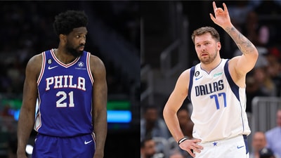 Philadelphia 76er's Joel Embiid (Left) and Dallas Maverick's Luka Doncic (Right) Philadelphia 76er's Joel Embiid (Left) and Dallas Maverick's Luka Doncic (Right)