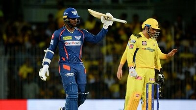 Kyle Mayers got LSG off to a frenetic start, smashing 53 off 22 balls and helped them dominate the powerplay (AFP) Kyle Mayers got LSG off to a frenetic start, smashing 53 off 22 balls and helped them dominate the powerplay (AFP)