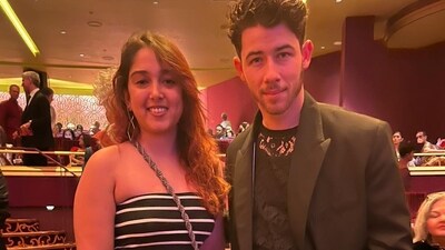 Ira Khan posed with Nick Jonas at NMACC. Ira Khan posed with Nick Jonas at NMACC.