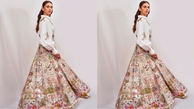 On, Sunday, Aditi gave her fans a weekend treat as she shared a string of pictures on her Instagram with the caption, "Got dressed up in top-to-toe Indian craftsmanship and went to NMACC to meet some incredible people. Artists, creators, patrons and visionaries who take pride in our own multicultural heritage, craft, textile, dance, music, cinema and all the diversity and beauty that makes India special. Those who celebrate India with the world and who bring the world home to celebrate India with us."&nbsp; (Instagram/@aditiraohydari)