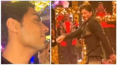 Aryan Khan was among the audience when Shah Rukh Khan performed on stage at NMACC gala. Aryan Khan was among the audience when Shah Rukh Khan performed on stage at NMACC gala.