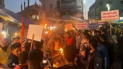 Uttarakhand youth Congress takes out torch procession, taking forward the “fight to save democracy" on Monday as ex-party chief appealed against his conviction in a Surat court in Gujarat. (Twitter/@IYCUttarakhand) Uttarakhand youth Congress takes out torch procession, taking forward the “fight to save democracy" on Monday as ex-party chief appealed against his conviction in a Surat court in Gujarat. (Twitter/@IYCUttarakhand)