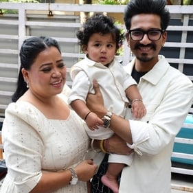 Bharti Singh, Haarsh Limbachiya and Laksh at birthday party. (Varinder Chawla) (Varinder Chawla) Bharti Singh, Haarsh Limbachiya and Laksh at birthday party. (Varinder Chawla) (Varinder Chawla)