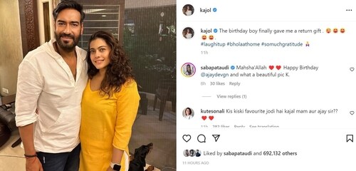 Kajol shared a new picture with Ajay Devgn on his birthday. Kajol shared a new picture with Ajay Devgn on his birthday.