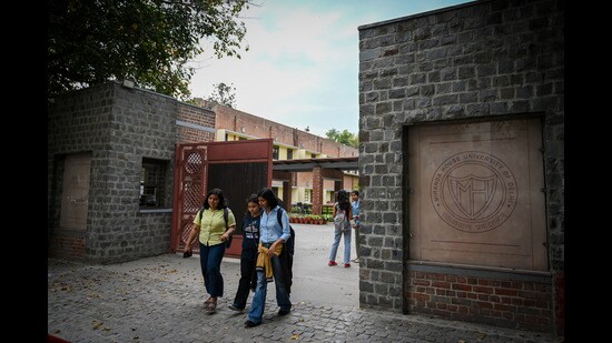 Miranda House on Monday. (Sanchit Khana/ Hindustan Times)