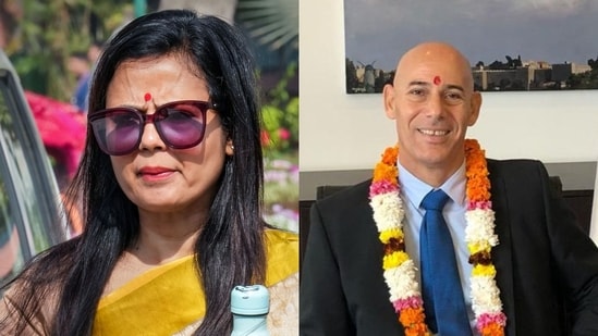 Israel's former ambassador to India, Ron Malka, and TMC MP Mahua Moitra (File/Twitter)