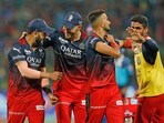 Bengaluru, Apr 02 (ANI): Royal Challengers Bangalore's skipper Faf du Plessis and teammates celebrate a wicket in a match against Mumbai Indians during the Indian Premier League (IPL) 2023, at M.Chinnaswamy Stadium, in Bengaluru on Sunday. (ANI Photo)

