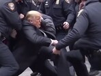 This image of Trump's 'arrest' went viral on social media (Image courtesy: Twitter/@Johny_mera_name) This image of Trump's 'arrest' went viral on social media (Image courtesy: Twitter/@Johny_mera_name)