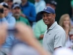 Tiger Woods of the U.S. on the 8th during a practice round