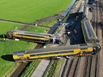 A view of the site where a passenger train derailed in Voorschoten, Netherlands on Tuesday. 
