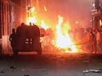 Ruckus and stone pelting erupt during the BJP Shobha Yatra in Hooghly on Sunday. (ANI)