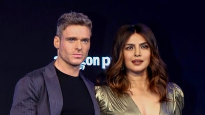 Priyanka Chopra poses for a photo with Richard Madden during a press conference in Mumbai. (ANI) Priyanka Chopra poses for a photo with Richard Madden during a press conference in Mumbai. (ANI)