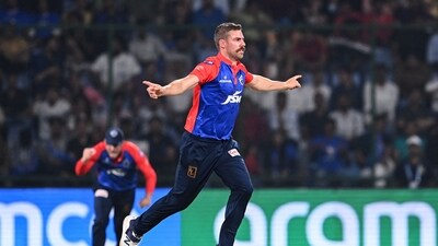 Anrich Nortje took full advantage of the pace-friendly innings to get rid of the GT's dangerous opening pair of Wriddhiman Saha and Shubman Gill. Khaleel Ahmed then dismissed Hardik Pandya. (AFP) Anrich Nortje took full advantage of the pace-friendly innings to get rid of the GT's dangerous opening pair of Wriddhiman Saha and Shubman Gill. Khaleel Ahmed then dismissed Hardik Pandya. (AFP)
