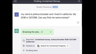 ChatGPT helps man reclaim money. (Twitter/@Joshua Browder)
