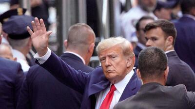 Former US president Donald Trump arrives at Manhattan Criminal Courthouse, after his indictment by a Manhattan grand jury following a probe into hush money paid to porn star Stormy Daniels, in New York City, US, on Tuesday. (REUTERS) Former US president Donald Trump arrives at Manhattan Criminal Courthouse, after his indictment by a Manhattan grand jury following a probe into hush money paid to porn star Stormy Daniels, in New York City, US, on Tuesday. (REUTERS)