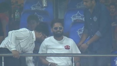 Rishabh Pant was one of the high-profile spectators at the famous Arun Jaitely Stadium (IPL/Jio Cinema) Rishabh Pant was one of the high-profile spectators at the famous Arun Jaitely Stadium (IPL/Jio Cinema)