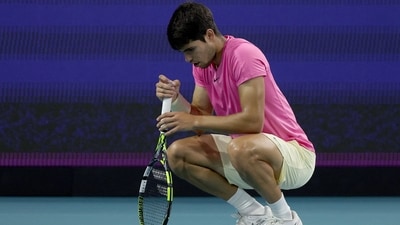 Carlos Alcaraz of Spain pauses on the court after losing a point against Jannik Sinner (Getty Images via AFP) Carlos Alcaraz of Spain pauses on the court after losing a point against Jannik Sinner (Getty Images via AFP)