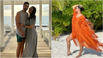 Neha shared two sets of images on Instagram. She captioned the first post, "Take us to our favourite part of the [world]...where the sun shines bright, and everything feels right! #springbreak #photodump part 1." &nbsp; (Instagram)